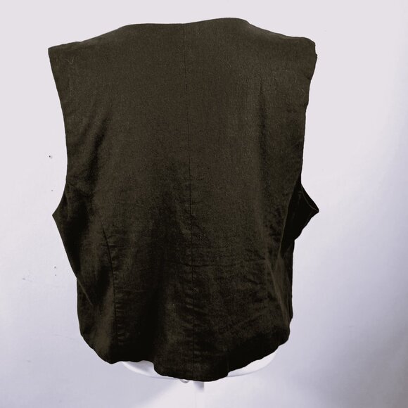 EXPRESS, 2X Black Linen Blend Button Up Vest, Classic Fit, Minimalist, Versatile - Picture 4 of 14